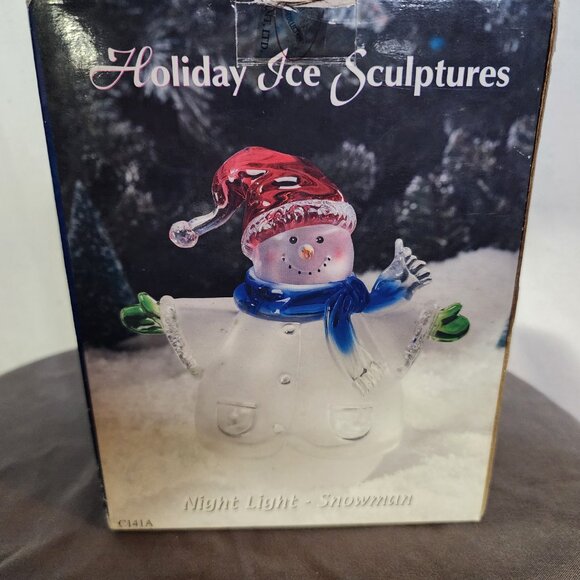 Heritage Mint Ltd Snowman Holiday Ice Sculpture 6.5" Acrylic 7W 120V Night Light - Picture 6 of 16